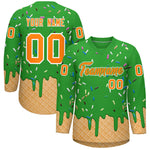 Custom Light Green Orange Ice Cream Pattern Personalized V-Neck Hockey Jersey | BuyFootballJersey