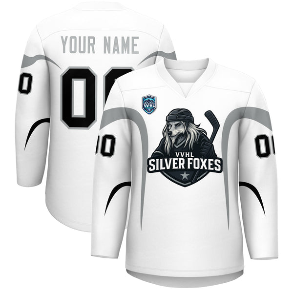 Custom VVHL S8 SILVER FOXES White Hockey Jersey | BuyFootballJersey
