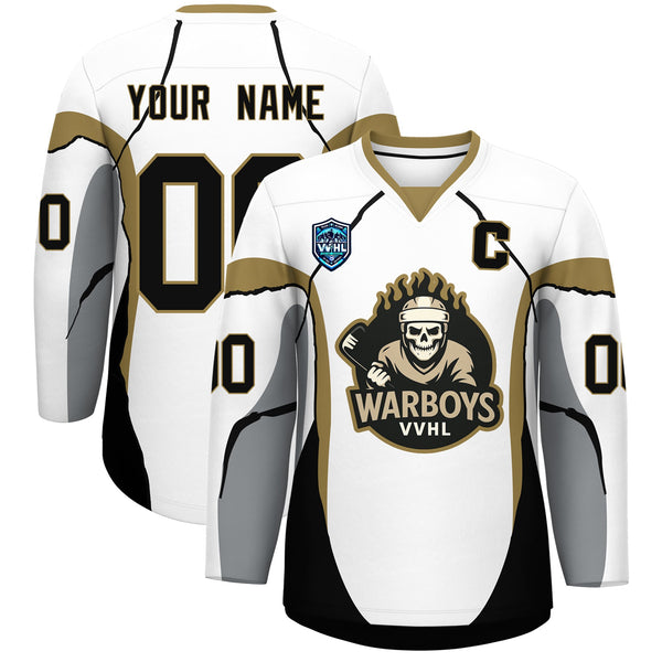 VVHL S8 Custom Warboys White Hockey Jersey | BuyFootballJersey