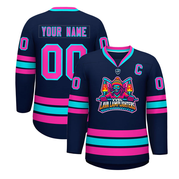 VV6L Custom LAVA LAMPLIGHTERS Navy Hockey Jersey | BuyFootballJersey