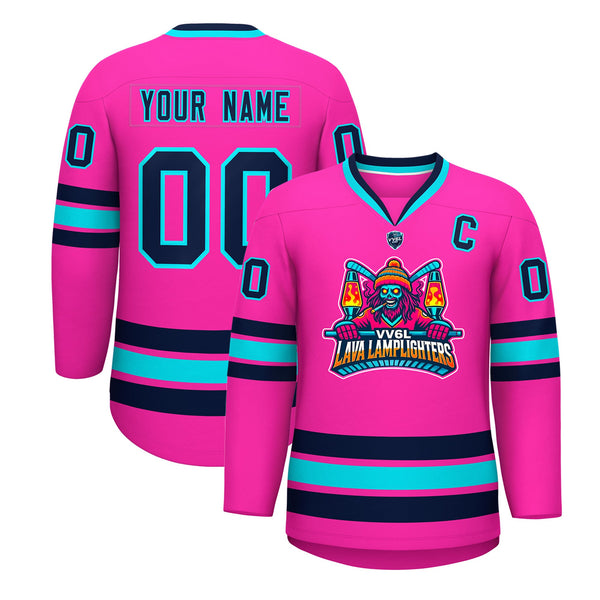 VV6L Custom LAVA LAMPLIGHTERS Pink Hockey Jersey | BuyFootballJersey