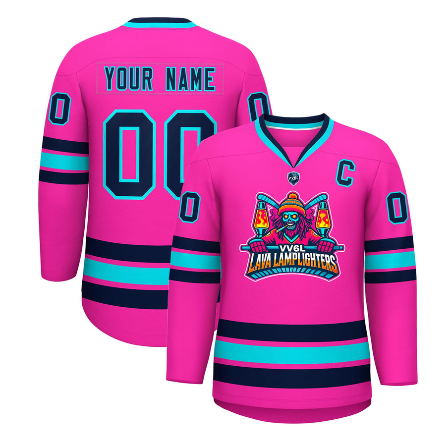 VV6L Custom LAVA LAMPLIGHTERS Pink Hockey Jersey | BuyFootballJersey