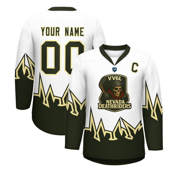 VV6L Custom NEVADA DEATHRIDERS White Hockey Jersey | BuyFootballJersey