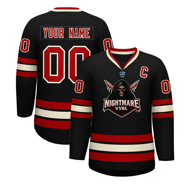 VV6L Custom NIGHTMARE Black Hockey Jersey | BuyFootballJersey