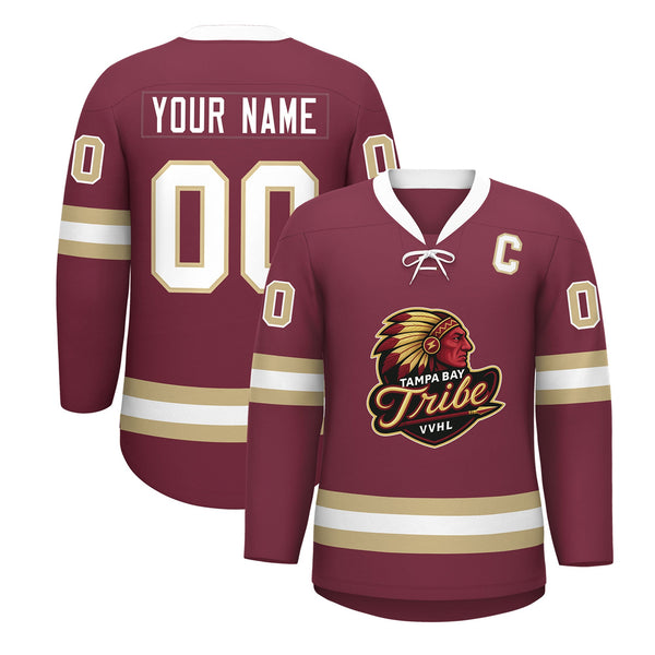 VVHL Custom TEMPA BAY TRIBE Garnet Hockey Jersey | BuyFootballJersey