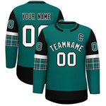 Custom Aqua Black Personalized Raglan Sleeves Round-Neck Hockey Jersey | BuyFootballJersey