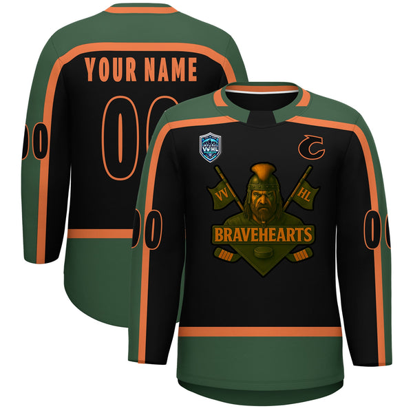 Custom VVHL S8 Bravehearts Olive White Hockey Jersey | BuyFootballJersey