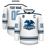 Custom VVHL S8 Blue Dragons Blue White Hockey Jersey | BuyFootballJersey