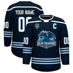 Custom VVHL S8 Blue Dragons Blue White Hockey Jersey | BuyFootballJersey