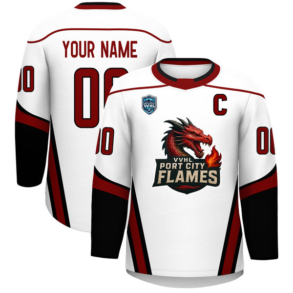 Custom VVHL S8 Port City Flames Hockey Jersey | BuyFootballJersey