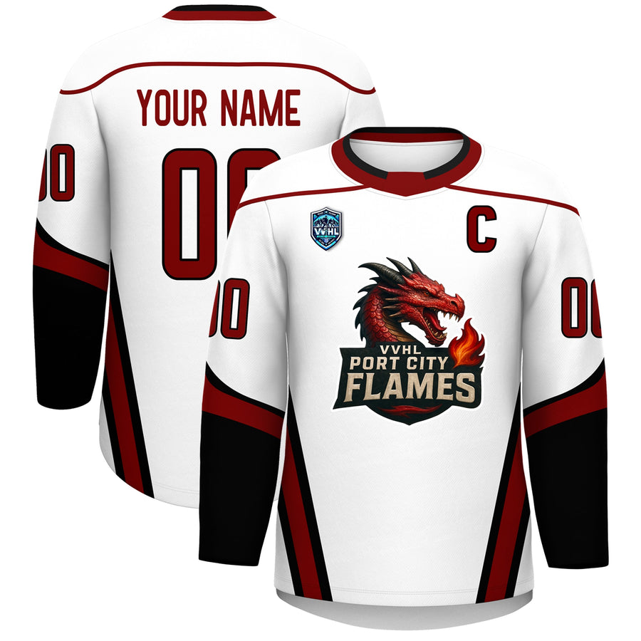 Custom VVHL S8 Port City Flames Hockey Jersey | BuyFootballJersey