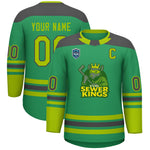 Custom VVHL S8 Sewer Kings Turtle Green Hockey Jersey | BuyFootballJersey