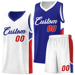 Custom Royal White Side U-shaped Patttern Double Side Sports Uniform Basketball Jersey | BuyFootballJersey