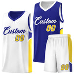 Custom Royal White Side U-shaped Patttern Double Side Sports Uniform Basketball Jersey | BuyFootballJersey