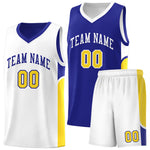 Custom Royal White Side U-shaped Patttern Double Side Sports Uniform Basketball Jersey | BuyFootballJersey