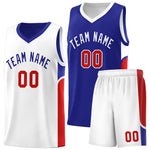 Custom Royal White Side U-shaped Patttern Double Side Sports Uniform Basketball Jersey | BuyFootballJersey