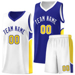 Custom Royal White Side U-shaped Patttern Double Side Sports Uniform Basketball Jersey | BuyFootballJersey