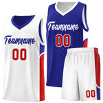 Custom Royal White Side U-shaped Patttern Double Side Sports Uniform Basketball Jersey | BuyFootballJersey