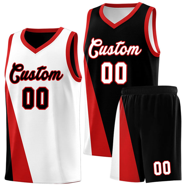Custom White Black Slanting Two Lines Color Block Sports Uniform Basketball Jersey | BuyFootballJersey