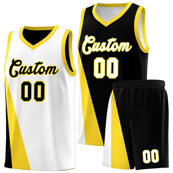 Custom White Black Slanting Two Lines Color Block Sports Uniform Basketball Jersey | BuyFootballJersey