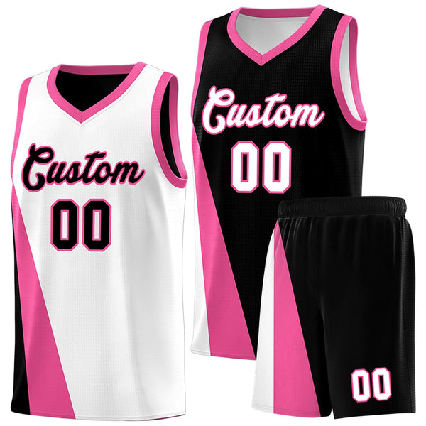 Custom White Black Slanting Two Lines Color Block Sports Uniform Basketball Jersey | BuyFootballJersey