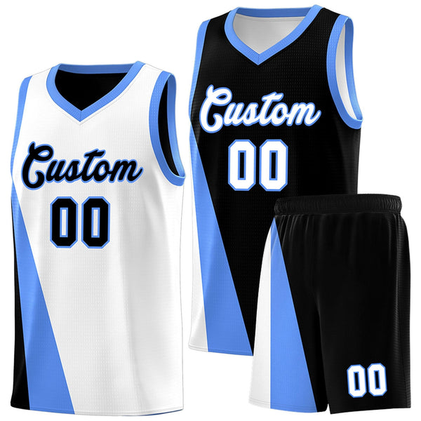 Custom White Black Slanting Two Lines Color Block Sports Uniform Basketball Jersey | BuyFootballJersey