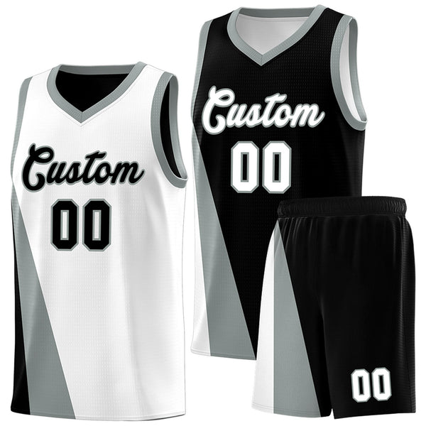 Custom White Black Slanting Two Lines Color Block Sports Uniform Basketball Jersey | BuyFootballJersey