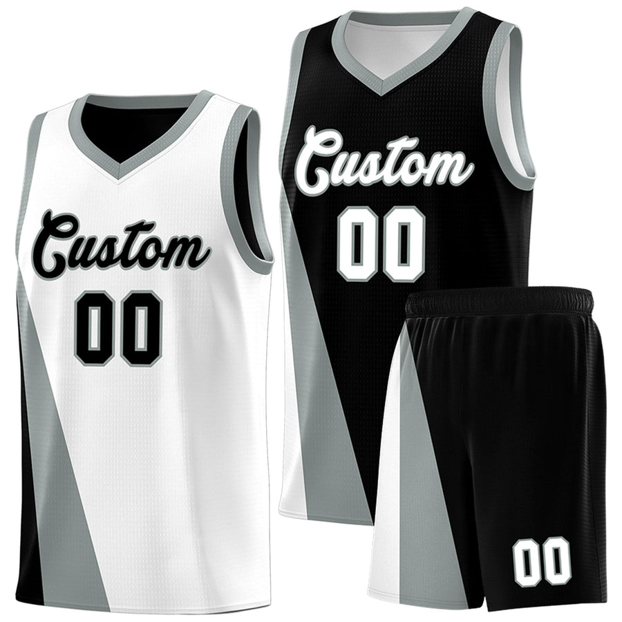 Custom White Black Slanting Two Lines Color Block Sports Uniform Basketball Jersey | BuyFootballJersey
