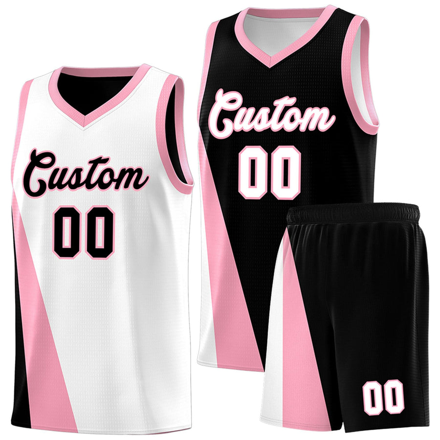 Custom White Black Slanting Two Lines Color Block Sports Uniform Basketball Jersey | BuyFootballJersey
