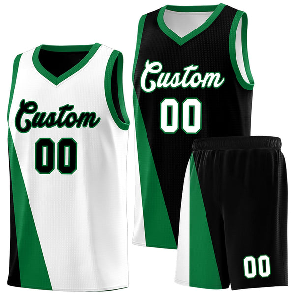 Custom White Black Slanting Two Lines Color Block Sports Uniform Basketball Jersey | BuyFootballJersey