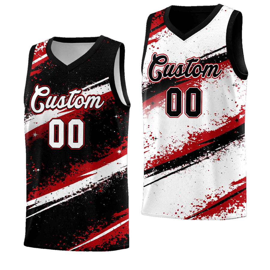 Custom Black Red White Basketball Jersey Stellar Strike Series Stellar Breathable | BuyFootballJersey