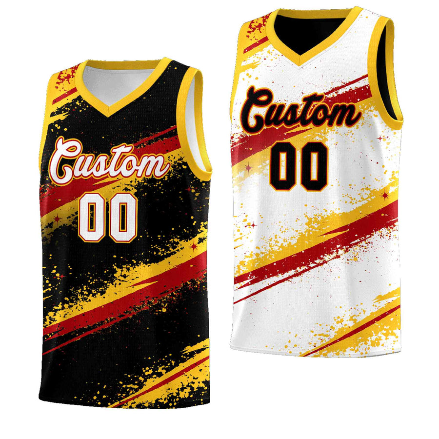 Custom Black Yellow Red Basketball Jersey Stellar Strike Series Dynamic Wrinkle-Resistant | BuyFootballJersey