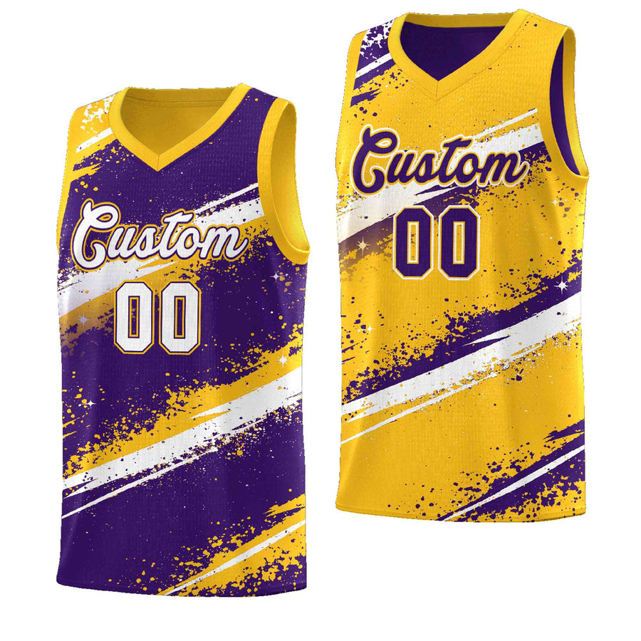 Custom Purple Yellow White Basketball Jersey Stellar Strike Series Cosmic Sublimation Printing | BuyFootballJersey