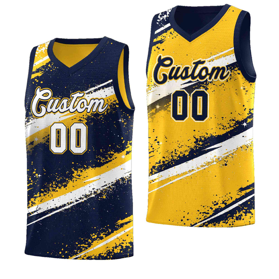 Custom Navy Yellow White Basketball Jersey Stellar Strike Series Velocity Sublimation Printing | BuyFootballJersey