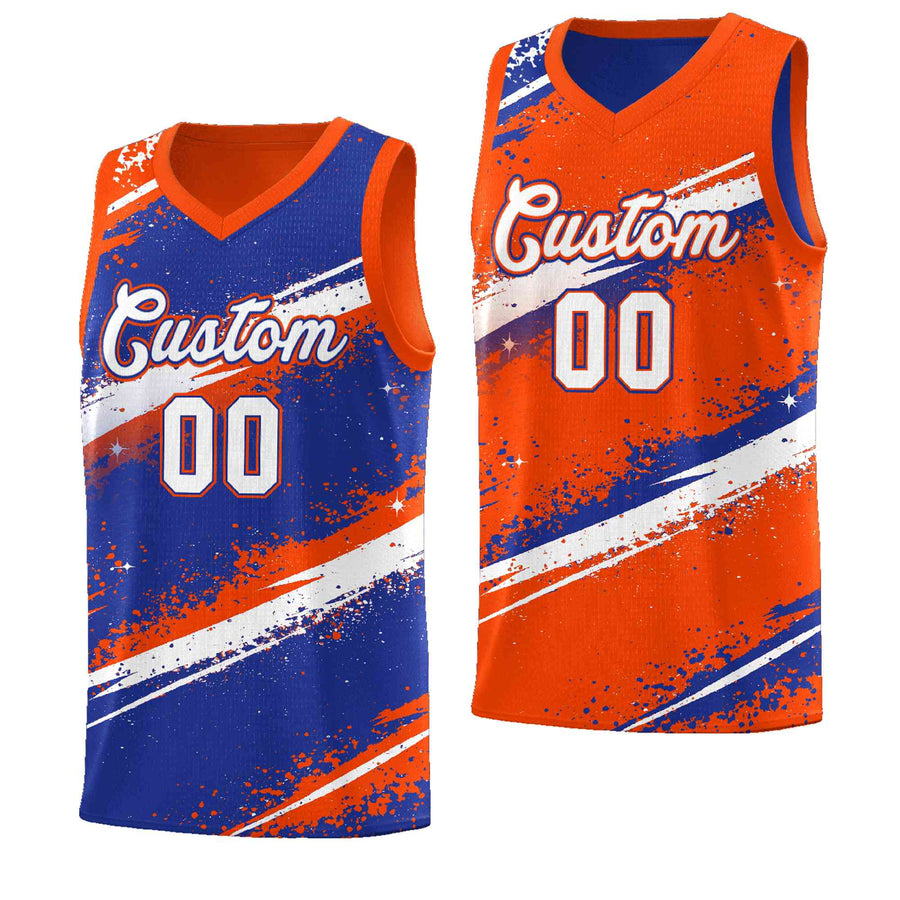 Custom Royal Blue Orange White Basketball Jersey Stellar Strike Series Cosmic Breathable | BuyFootballJersey