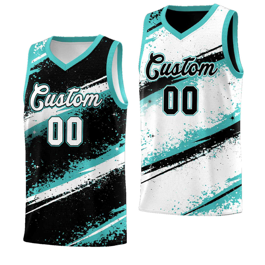 Custom Black Teal White Basketball Jersey Stellar Strike Series Stellar Lightweight | BuyFootballJersey