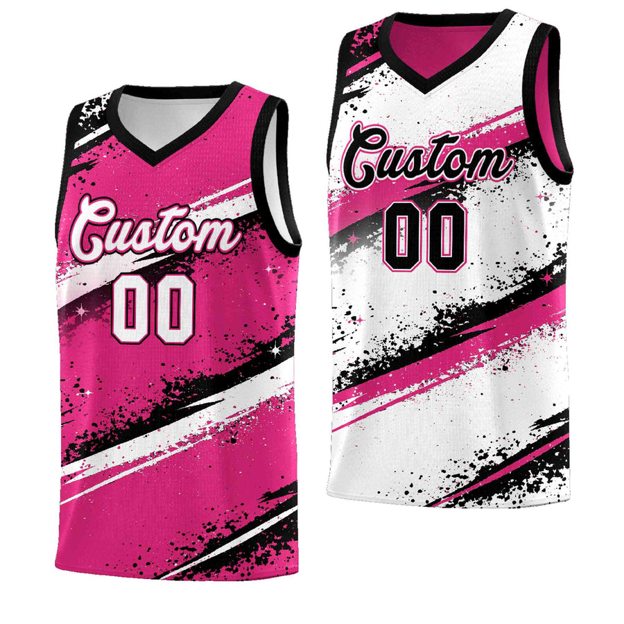 Custom Pink Black White Basketball Jersey Stellar Strike Series Dynamic Sublimation Printing | BuyFootballJersey