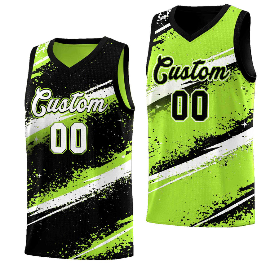 Custom Black Green White Basketball Jersey Stellar Strike Series Velocity Breathable | BuyFootballJersey