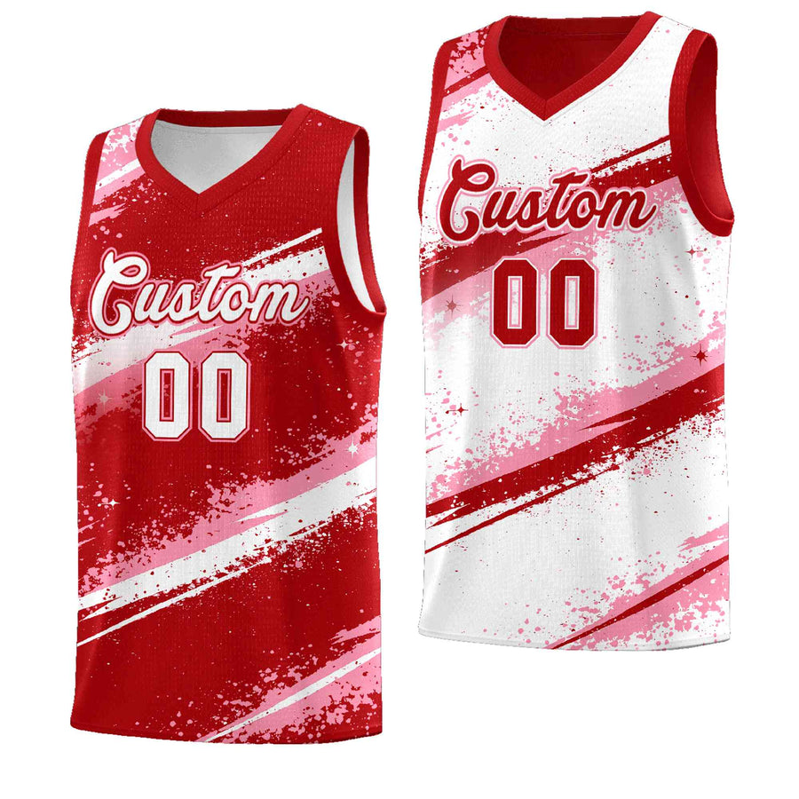 Custom Red Light Pink White Basketball Jersey Stellar Strike Series Impact Lightweight | BuyFootballJersey