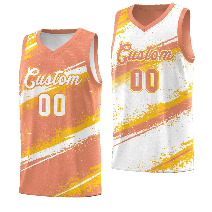 Custom Light Orange Yellow White Basketball Jersey Stellar Strike Series Stellar Wrinkle-Resistant | BuyFootballJersey