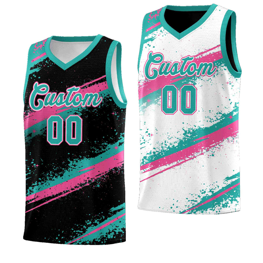 Custom Black Aqua Pink Basketball Jersey Stellar Strike Series Cosmic Lightweight | BuyFootballJersey