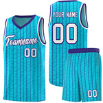 Custom Sky Blue Custom Gray Pinstripe Retro Sets Uniform Basketball Jersey | BuyFootballJersey