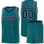 Custom Teal Custom Gray Pinstripe Retro Sets Uniform Basketball Jersey | BuyFootballJersey