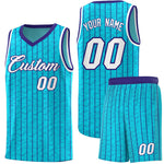 Custom Sky Blue Custom Gray Pinstripe Retro Sets Uniform Basketball Jersey | BuyFootballJersey