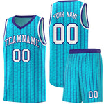Custom Sky Blue Custom Gray Pinstripe Retro Sets Uniform Basketball Jersey | BuyFootballJersey