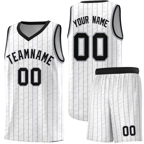 Custom White Custom Gray Pinstripe Retro Sets Uniform Basketball Jersey | BuyFootballJersey