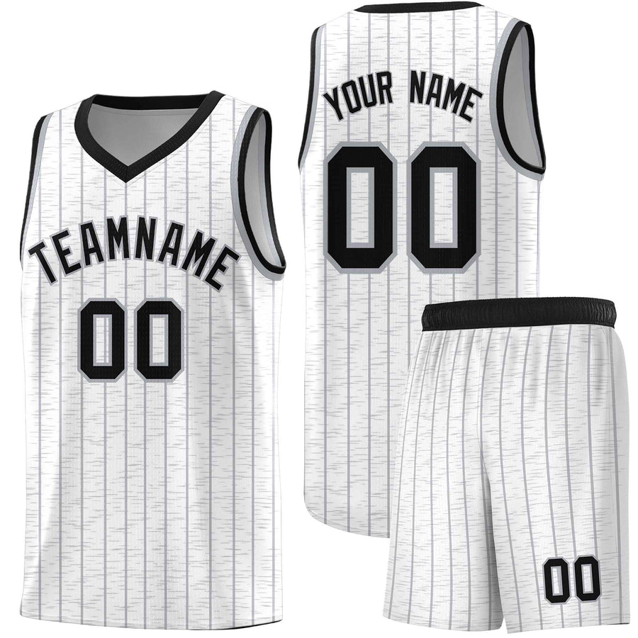 Custom White Custom Gray Pinstripe Retro Sets Uniform Basketball Jersey | BuyFootballJersey