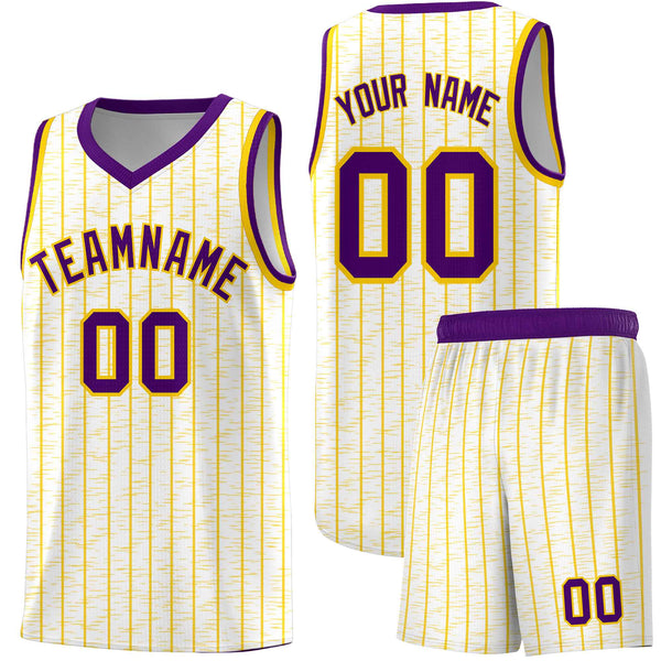 Custom White Custom Gray Pinstripe Retro Sets Uniform Basketball Jersey | BuyFootballJersey