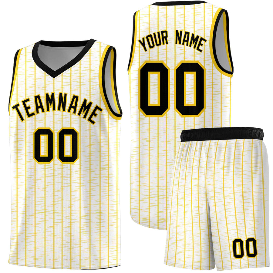 Custom White Custom Gray Pinstripe Retro Sets Uniform Basketball Jersey | BuyFootballJersey