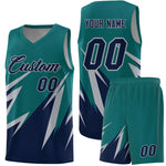 Custom Teal Abstract Mountain Pattern Sports Uniform Basketball Jersey | BuyFootballJersey